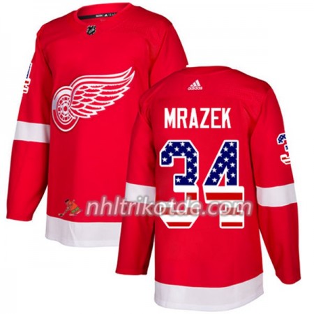 Detroit Red Wings Trikot Petr Mrazek 34 Adidas 2017-2018 Rot USA Flag Fashion Authentic - Herren